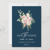 Blush Floral Navy Hochzeit Speichern Sie die Datum Save The Date (Vorderseite)