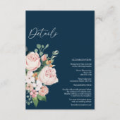 Blush Floral Navy Hochzeitskarte Begleitkarte (Vorderseite)