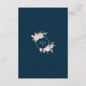 Blush Floral Navy Hochzeitskarte Begleitkarte (Rückseite)