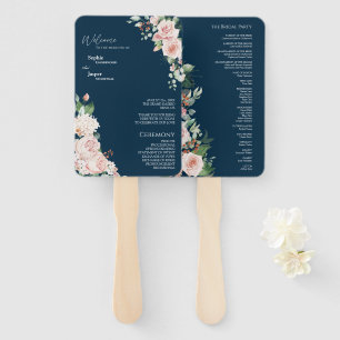 Blush Floral Navy Hochzeitsprogramm Fan Fächer