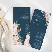 Blush Floral Navy Hochzeitsprogramm Programm