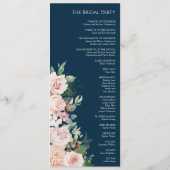 Blush Floral Navy Hochzeitsprogramm Programm (Rückseite)