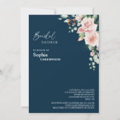 Blush Floral Navy Hochzeitssemble Brautparty Einladung (Vorderseite)