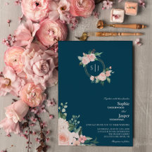 Blush Floral Navy Monogram Weditation