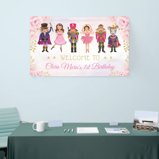 Blush Floral Nutcracker Zucker Pflaume Fairy Willk Banner (Messeveranstaltung)