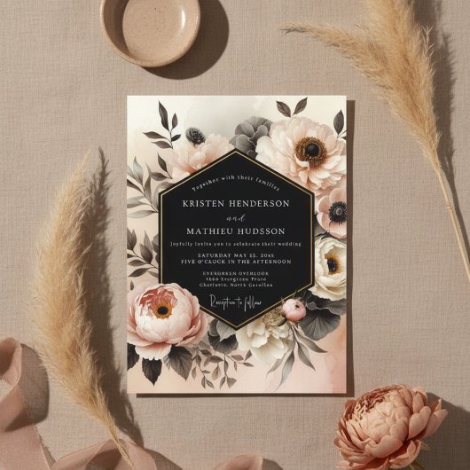 Blush Floral Opulence Wedding Einladung
