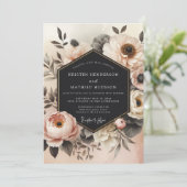 Blush Floral Opulence Wedding Einladung (Stehend Vorderseite)