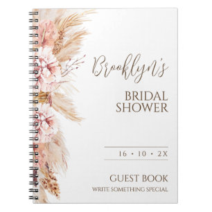 Blush Floral Pampas Brautparty Guest Notebook Notizblock