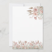 Blush Floral Pampas Grass Einladung (Rückseite)
