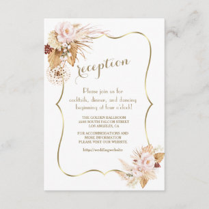 Blush Floral Pampas Grass Gold Hochzeitsdetails Begleitkarte