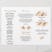 Blush Floral Pampas Grass Tri+Fold Hochzeitsprogra Flyer (Vorne)