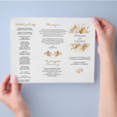 Blush Floral Pampas Grass Tri+Fold Hochzeitsprogra Flyer (Hand)