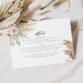 Blush Floral Pampas Grass Wedding Details Card Begleitkarte