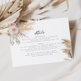 Blush Floral Pampas Grass Wedding Details Card Begleitkarte