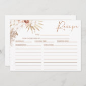 Blush Floral Pampas Palm Brautparty Rezept Karte (Vorne/Hinten)