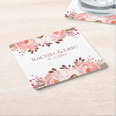 Blush Floral Paper Untersetzer mit Individuellen N (angewinkelt)