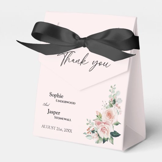 Blush Floral Pink Hochzeit Danke Ihnen Gefallen Bo Geschenkschachtel (Vorderseite)