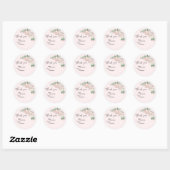 Blush Floral Pink Hochzeit Danke Sticker (Blatt)