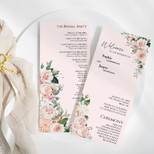 Blush Floral Pink Hochzeitsprogramm Programm