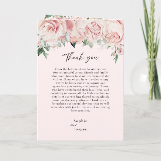 Blush Floral Pink Hochzeitsprogramm Programm (Rückseite)