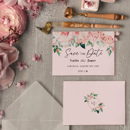 Blush Floral Pink Save the Date flache Karte