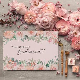 Blush Floral Pink Wedding Bridesmaid Vorschlag Einladung