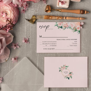 Blush Floral Pink Wedding Song Request RSVP Card