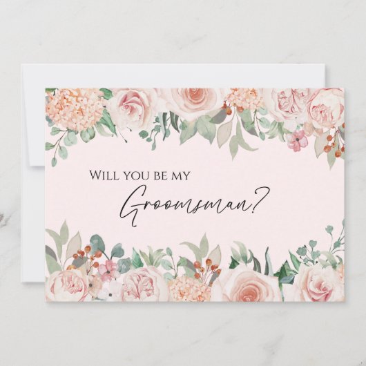 Blush Floral Pink Wedding Trauzeuge Vorschlag Card Einladung (Vorderseite)