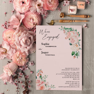 Blush Floral Pink Wir sind Verlobt Einladung