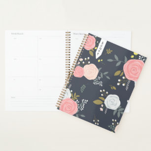 Blush Floral planner with personalized name Planer