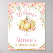 Blush Floral Pumpkin Birthday Pumpkin Patch Sign Poster (Vorne)