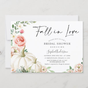 Blush Floral Pumpkin Fall in Liebe Brautparty Einladung