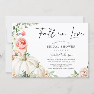 Blush Floral Pumpkin Fall in Liebe Brautparty Einladung