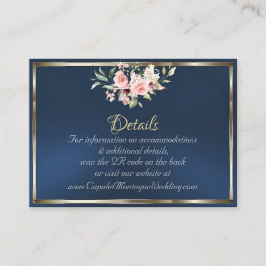 Blush Floral, QR Code - Blue Begleitkarte (Vorderseite)