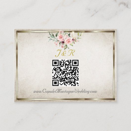Blush Floral, QR Code - Cream Begleitkarte (Rückseite)