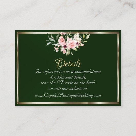 Blush Floral, QR Code - Emerald Begleitkarte (Vorderseite)