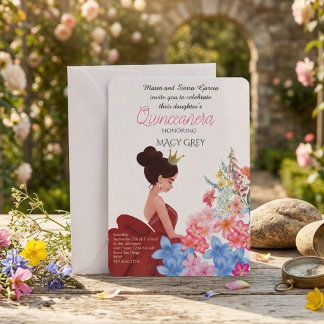 Blush Floral Quinceañera 15. Geburtstag Einladung