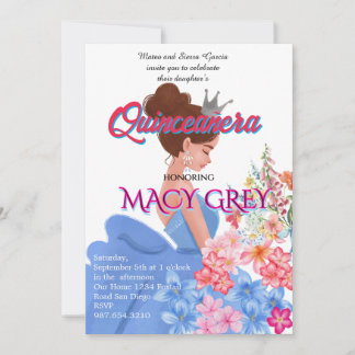 Blush Floral Quinceañera 15th Birthday Invitation  Einladung
