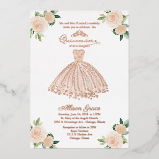 Blush Floral Quinceanera Folieneinladung