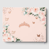 Blush Floral Quinceañera Quince 15 XV Rose Gold Gästebuch (Rückseite)