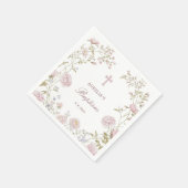 Blush Floral Rahmen Taufe Serviette (Ecke)