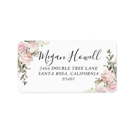 Blush Floral Return Address Label Adressaufkleber (Vorne)