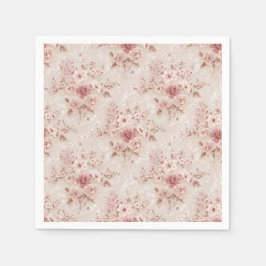 Blush Floral Romantic Lace-Inspired Paper Napkin Serviette