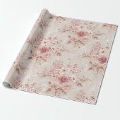Blush Floral Romantic Lace-Inspired Wrapping Paper Geschenkpapier (Ungerollt)