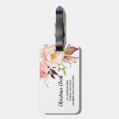 Blush Floral Rose Boho Peak Personalisiert Gepäckanhänger (Rückseite vertikal)