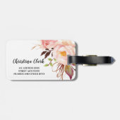 Blush Floral Rose Boho Peak Personalisiert Gepäckanhänger (Rückseite horizontal)