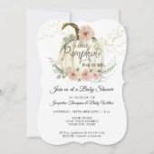 Blush Floral Rose Fall White Pumpkin Baby Dusche Einladung (Vorderseite)