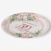 Blush Floral Rose Gold 50th Birthday Party Plates Pappteller (Schrägansicht)