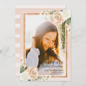 Blush Floral & Rose Gold Abschluss Ankündigung (Vorne/Hinten)