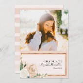 Blush Floral & Rose Gold Foto Grad Ankündigung (Vorne/Hinten)